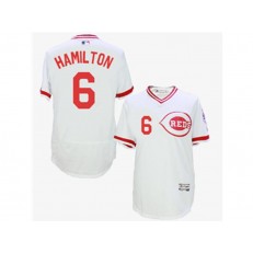 MLB Cincinnati Reds 6 Billy Hamilton Retired White Pullover 2016 Flexbase Majestic Baseball Men Jersey