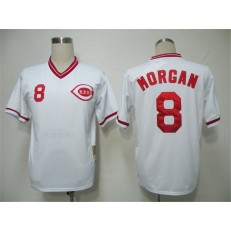 MLB Cincinnati Reds 8 Joe Morgan 1975 White Throwback Men Jersey