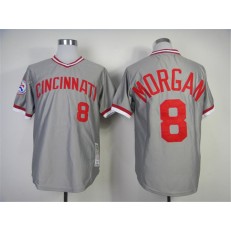 MLB Cincinnati Reds 8 Joe Morgan 1976 Gray Throwback Men Jersey