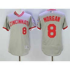 MLB Cincinnati Reds 8 Joe Morgan Retired Gray Pullover 2016 Flexbase Majestic Baseball Men Jersey