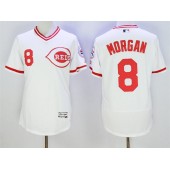 MLB Cincinnati Reds 8 Joe Morgan Retired White Pullover 2016 Flexbase Majestic Baseball Men Jersey