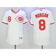 MLB Cincinnati Reds 8 Joe Morgan Retired White Pullover 2016 Flexbase Majestic Baseball Men Jersey