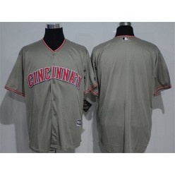 MLB Cincinnati Reds Blank Gray Road Stitched Majestic Cool Base Men Jersey