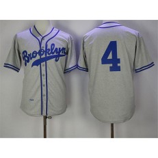 MLB Brooklyn Dodgers 4 Babe Herman 1945 Gray Wool Throwback Men Jersey