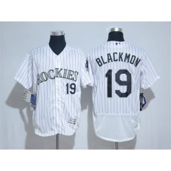 MLB Colorado Rockies 19 Charlie Blackmon White Pinstripe Home 2016 Flexbase Majestic Baseball Men Jersey