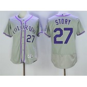 MLB Colorado Rockies 27 Trevor Story Gray 2016 Flexbase Majestic Baseball Men Jersey