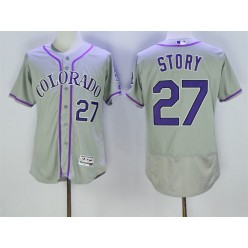 MLB Colorado Rockies 27 Trevor Story Gray 2016 Flexbase Majestic Baseball Men Jersey