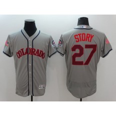 MLB Colorado Rockies 27 Trevor Story Gray Fashion Stars & Stripes 2016 Flexbase Independence Day Men Jersey