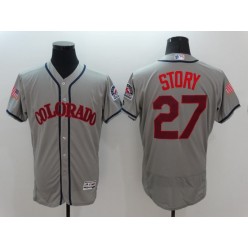 MLB Colorado Rockies 27 Trevor Story Gray Fashion Stars & Stripes 2016 Flexbase Independence Day Men Jersey