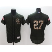 MLB Colorado Rockies 27 Trevor Story Green Salute To Service 2016 Flexbase Majestic Baseball Men Jersey