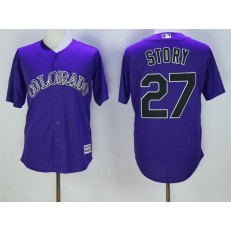 MLB Colorado Rockies 27 Trevor Story Purple New Cool Base Stitched Men Jersey