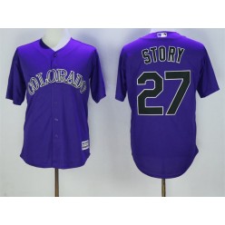 MLB Colorado Rockies 27 Trevor Story Purple New Cool Base Stitched Men Jersey