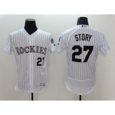 MLB Colorado Rockies 27 Trevor Story Retired White 2016 Flexbase Majestic Baseball Men Jersey