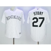 MLB Colorado Rockies 27 Trevor Story White New Cool Base Stitched Men Jersey