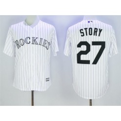 MLB Colorado Rockies 27 Trevor Story White New Cool Base Stitched Men Jersey