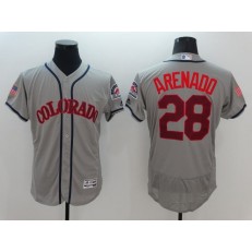 MLB Colorado Rockies 28 Nolan Arenado Gray Fashion Stars & Stripes 2016 Flexbase Independence Day Men Jersey