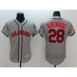 MLB Colorado Rockies 28 Nolan Arenado Gray Fashion Stars & Stripes 2016 Flexbase Independence Day Men Jersey