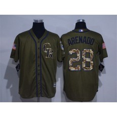 MLB Colorado Rockies 28 Nolan Arenado Green Salute to Service Stitched Men Jersey