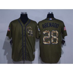 MLB Colorado Rockies 28 Nolan Arenado Green Salute to Service Stitched Men Jersey