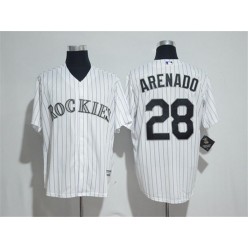 MLB Colorado Rockies 28 Nolan Arenado White New Cool Base Stitched Men Jersey