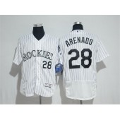 MLB Colorado Rockies 28 Nolan Arenado White Pinstripe Home 2016 Flexbase Majestic Baseball Men Jersey