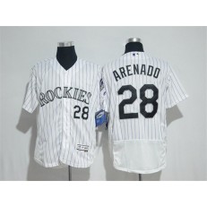 MLB Colorado Rockies 28 Nolan Arenado White Pinstripe Home 2016 Flexbase Majestic Baseball Men Jersey