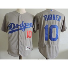 MLB Los Angeles Dodgers 10 Justin Turner Gray Road 2016 Flexbase Majestic Baseball Men Jersey