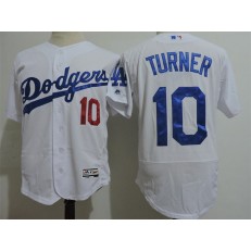 MLB Los Angeles Dodgers 10 Justin Turner White Road 2016 Flexbase Majestic Baseball Men Jersey