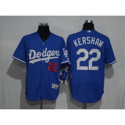 MLB Los Angeles Dodgers 22 Clayton Kershaw Blue Home 2016 Flexbase Majestic Baseball Men Jersey