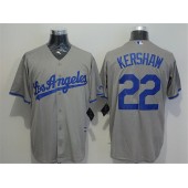 MLB Los Angeles Dodgers 22 Clayton Kershaw Gray Road Stitched Majestic Cool Base Men Jersey