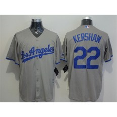 MLB Los Angeles Dodgers 22 Clayton Kershaw Gray Road Stitched Majestic Cool Base Men Jersey