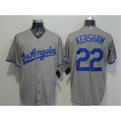 MLB Los Angeles Dodgers 22 Clayton Kershaw Gray Road Stitched Majestic Cool Base Men Jersey