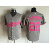 MLB Los Angeles Dodgers 22 Clayton Kershaw Gray With Pink 2016 Mother's Day Baseball Cool Base Men Jersey