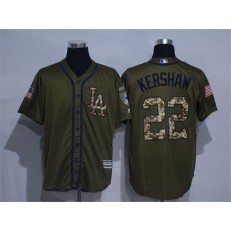 MLB Los Angeles Dodgers 22 Clayton Kershaw Green Salute to Service Stitched Men Jersey