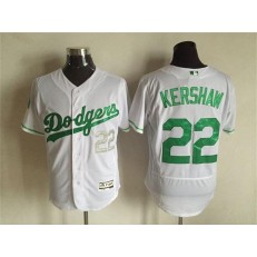 MLB Los Angeles Dodgers 22 Clayton Kershaw White 2016 St. Patrick's Day Flexbase Majestic Baseball Men Jersey
