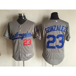 MLB Los Angeles Dodgers 23 Adrian Gonzalez Gray Road 2016 Flexbase Majestic Baseball Men Jersey