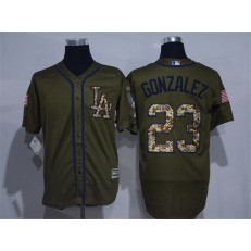 MLB Los Angeles Dodgers 23 Adrian Gonzalez Green Salute to Service Stitched Men Jersey