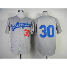 MLB Los Angeles Dodgers 30 Maury Wills 1963 Gray Wool Throwback Men Jersey