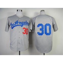 MLB Los Angeles Dodgers 30 Maury Wills 1963 Gray Wool Throwback Men Jersey