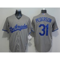 MLB Los Angeles Dodgers 31 Mike Piazza Gray Road Stitched Majestic Cool Base Men Jersey