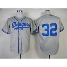 MLB Los Angeles Dodgers 32 Sandy Koufax 1955 Gray Throwback Men Jersey