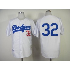MLB Los Angeles Dodgers 32 Sandy Koufax 1955 White Throwback Men Jersey