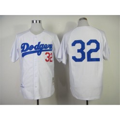 MLB Los Angeles Dodgers 32 Sandy Koufax 1955 White Throwback Men Jersey