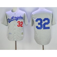 MLB Los Angeles Dodgers 32 Sandy Koufax 1963 Gray Wool Throwback Men Jersey