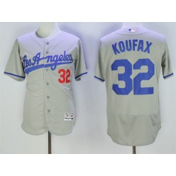 MLB Los Angeles Dodgers 32 Sandy Koufax Gray 2016 Flexbase Majestic Baseball Men Jersey