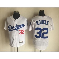 MLB Los Angeles Dodgers 32 Sandy Koufax White Road 2016 Flexbase Majestic Baseball Men Jersey