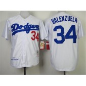 MLB Los Angeles Dodgers 34 Fernando Valenzuela 1955 White Throwback Men Jersey