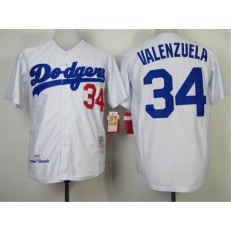 MLB Los Angeles Dodgers 34 Fernando Valenzuela 1955 White Throwback Men Jersey