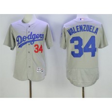 MLB Los Angeles Dodgers 34 Fernando Valenzuela Gray 2016 Flexbase Majestic Baseball Men Jersey