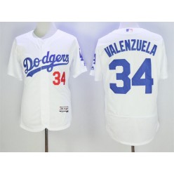 MLB Los Angeles Dodgers 34 Fernando Valenzuela White 2016 Flexbase Majestic Baseball Men Jersey